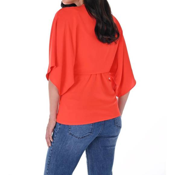 NEW FRANK LYMAN draped open front cardigan in rouge - Picture 3 of 3